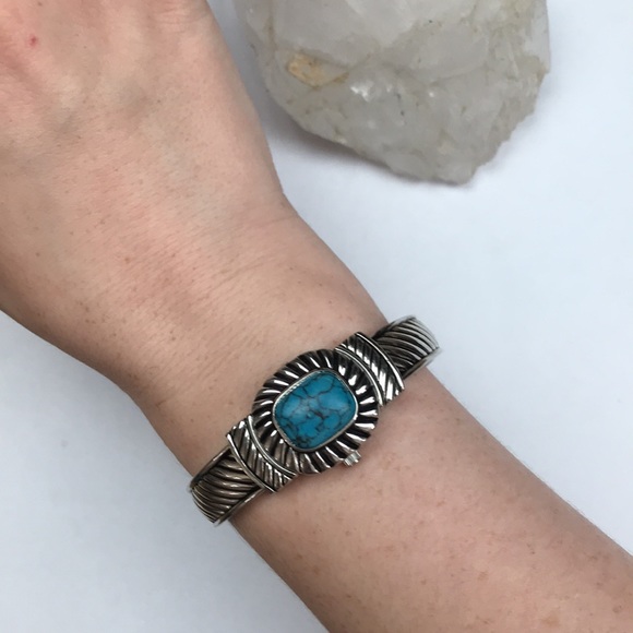Vintage silver turquoise southwestern watch boho